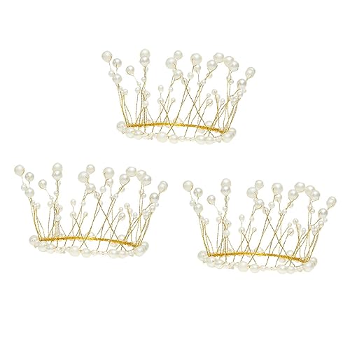 Supvox 1 Satz Kronenkuchen Dekorieren Kuchendeckel Mit Perlenkrone Tiara-kuchendekorationen Feenkrone Kuchendekor Hochzeitsdeko Dessert- Dessertverzierung Golden Metall 3 Stück von Supvox