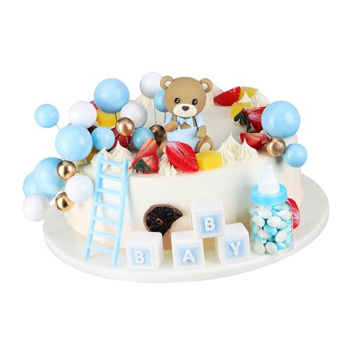 Supvox 1 Satz Kuchendekorationen Tortenaufsatz Für Die Babyparty -boy -duschdekoration Tortenaufsatz Zum Ersten Geburtstag Kuchendeckel Mit Bären -kuchen-dekorationen Papier von Supvox