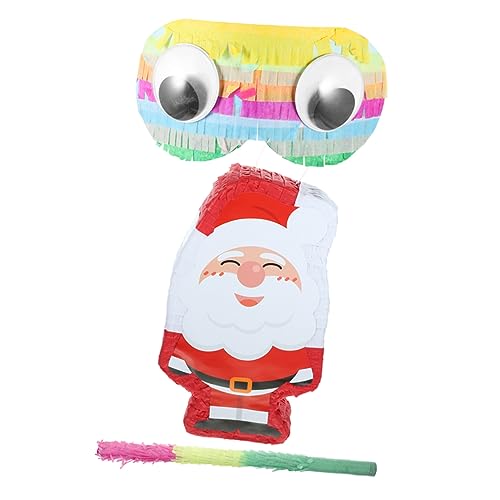 Supvox 1 Satz Weihnachtlicher Santa Claus Pinata Teiliges mit Schläger und Augenbinde für Festliche Partys und Kindergeburtstage Dekoration für Unvergessliche Feiern von Supvox