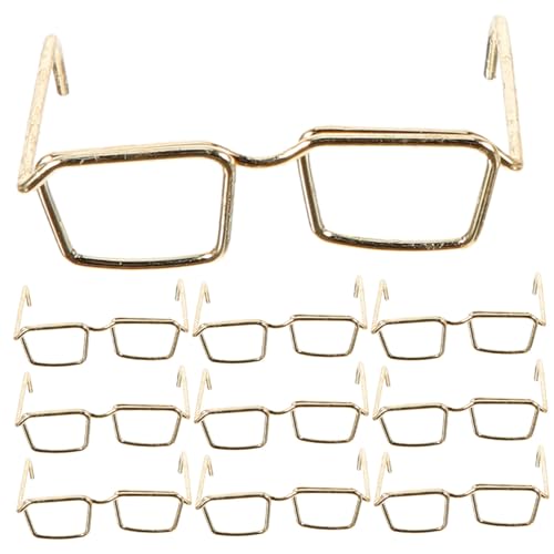 Supvox 10 STK. Mini-brillenspielzeug Puppenkleid Blau Gläser Klein Brille Für Puppe Brillen Für Puppen Puppenbrille Winzig Modepuppe Spielzeugpuppenzubehör Puppensachen Stahl Golden von Supvox