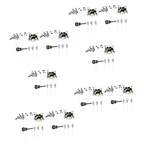 Supvox 10 Sets Lover Topper Drum Geburtstagsdekorationen Note Piano Cake Shower Picks Dekorationszubehör Spieler Topper Für Instrumente Gitarrennoten Musikthema Schwarz von Supvox