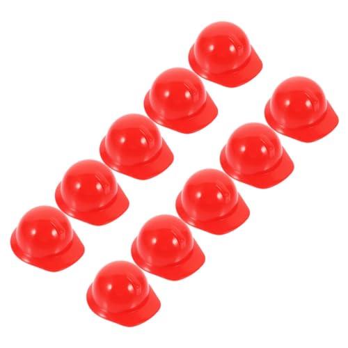 Supvox 10 Stück Mini-Bauhut Rosa Hut für Konstruktion Und Miniaturhelm Puppenhut Zubehör DIY Zubehör Bauarbeiterhut Miniatur-Bauhut Miniatur-Arbeiterpuppenhüte Plastik rot von Supvox