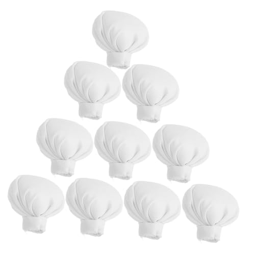 Supvox 10 Stück Mini -Kochhut Mini-Hut Mini-Sachen Hutverzierung Miniaturhut Miniatur -Dinge Miniatur-Puppenhüte zum Basteln Puppenbastelhüte Puppenhüte basteln Szenenzubehör Stoff Weiß von Supvox