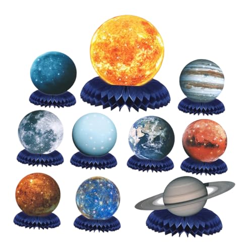 Supvox 10 Stück Solarsystem Wabendekoration Weltraum-Party-Dekorationen Space-Party-Geschirr Platz Party Tischdekoration Erste Geburtstagsdekoration Bienenwabe Papier von Supvox