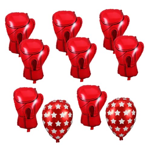 Supvox 10 Stück Teiliges Boxing Dekorationen Aluminiumfolie Boxhandschuh Luftballons Sportparty Deko Rot für Geburtstag Wrestling Events von Supvox