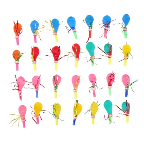 Supvox 100 Stück Whistles für Party Geräuschmacher mit Luftballons Bunte Tröten für Geburtstagsfeiern Elegante Goldene Pfeifen für Partys und Feste von Supvox