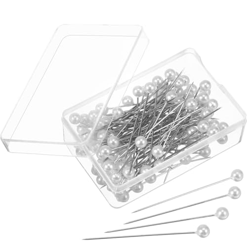 Supvox 100 pcs Perlen-Nadeln Perlkopfnadeln für Nähen DIY Schmuck Handwerk Dekoration (Weiß) von Supvox