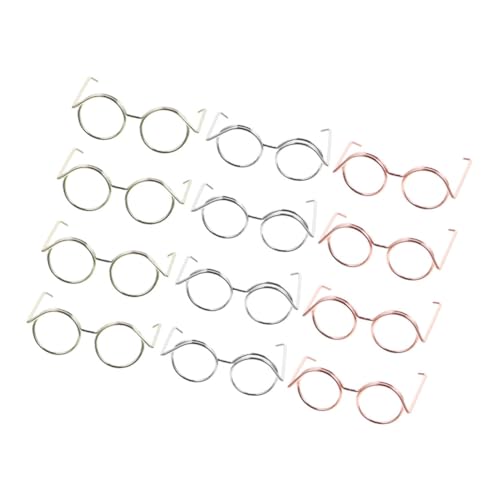 Supvox 12 Stück Brille Spielzeugzubehör kleine Puppe Mini-Sonnenbrille Puppenbrille Deko-Puppe Puppe mini Brillen Fotografie Requisiten winzige Brille Miniaturgläser basteln Kupferkabel von Supvox