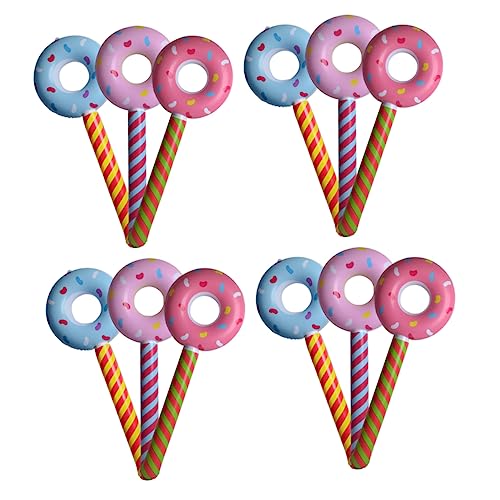 Supvox 12 Stück La La Stick - Luft Party Aufblasbarer Ballon Jubelstöcke Dekorationen Rosa Pastell Krapfen Groß Kinderspielzeug Runden Süßigkeiten-ballon Pvc Zufällige Farbe von Supvox