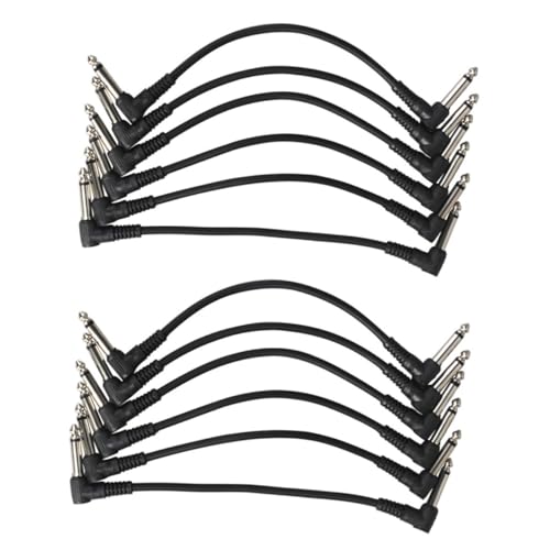 Supvox 12 Stück Teiliges Gitarren Patchkabel Schwarz Langlebige Effektgerät Verbindungskabel für Gitarre und Bass Geräuscharmes Audio Klinkenkabel für Amp und Pedalboard Zubehör von Supvox