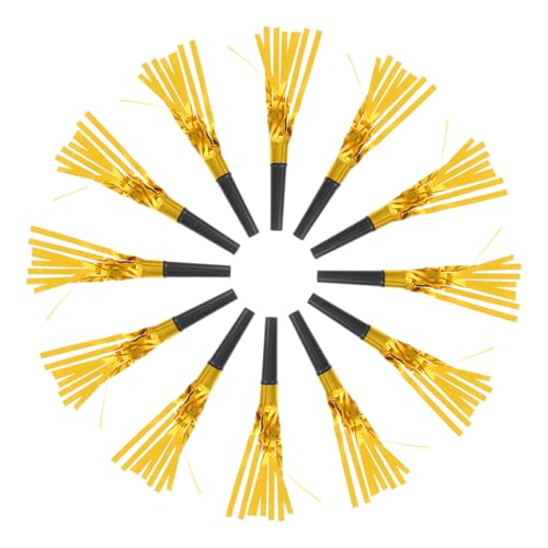 Supvox 12 Stück Teiliges Party Pfeifen mit Goldfarbenen Lametta Fransen Laute Cheerleader Tröten für Silvester und Geburtstagsfeiern Sichere Hochwertige für Festliche Anlässe von Supvox