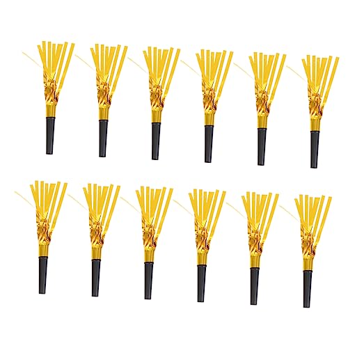 Supvox 12 Stück Teiliges Partytröten mit Goldfarbenen Lametta Fransen Geräuschvolle Neujahrs Pfeifen für Geburtstag und Silvesterfeier Glatte Oberfläche Lustige Anfeuerungs Accessoires von Supvox