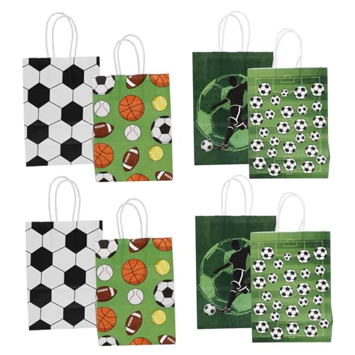 Supvox 12 Stück Tüte Aus Kraftpapier Sport-partytüten Fußball-goodie-bag Sport-goodie-bags Taschen Für Fußballpartys Süßigkeitentüten Mit Fußballmotiv Fußballgeburtstag Goodie -tasche von Supvox
