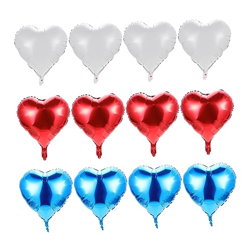 Supvox 12Stücke Herzfolienballons Rot Weiß Und Blau Juli Party Dekoration Für Patriotische Feiern Langlebige Aluminiumfolie Für Festlichkeiten Und Fotohintergründe von Supvox