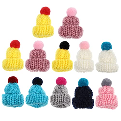Supvox 12Stücke Wollgarn Hüte Kawaii Puppenhüte Dekorative DIY Accessoires Für Puppen Weihnachtsmützen Und Bastelprojekte Austauschbare Winzige Hüte Für Kreative von Supvox