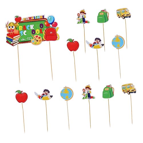 Supvox 13Stücke Früchte Dessert Kuchen Topper Kleine Große Torte Deko Für Rückkehr Zur Schule Party Stabiler Langlebiger Cake Topper Aus Sicherem Material von Supvox