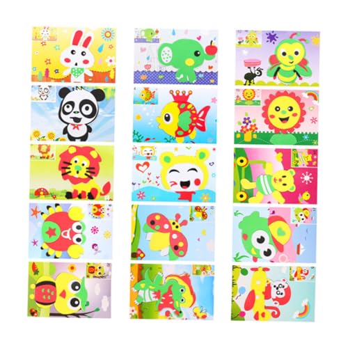 Supvox 15 Stück Teiliges Eva Bastelset für Sichere Cartoon Sticker zum Basteln und Dekorieren Einfach Abziehbar Fördert Kreativität und Hand Augen Koordination für Kinderzimmer und DIY von Supvox