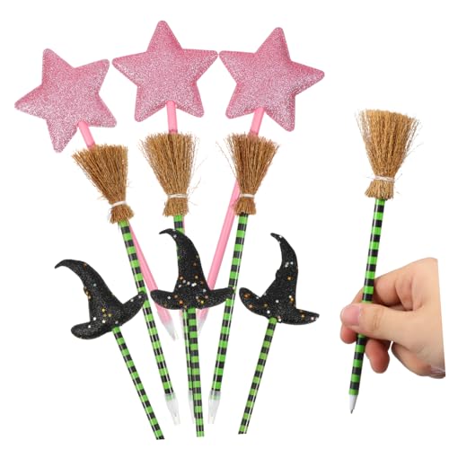 Supvox 18 . Teiliges Halloween Party Stifte mit Hexenhut Hexenbesen und Stern Kawaii Kugelschreiber für Valentinstag Leichte Handhabung als Partygeschenk und Schulaktivität von Supvox