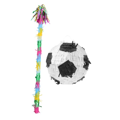 Supvox 1Satz Fußball Pinata Stick für Geburtstagsfeiern Teiliges mit Fußball Pinata und Buntem für Kinderparty Karneval und Mottopartys Spaßige Deko von Supvox
