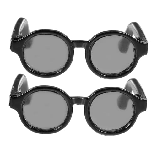 Supvox 2 Paare Mini -Brillenzubehör Gläser Puppenbrillen Puppen-Mini-Brillengestell Kleinkinder kleine Brille Ankleiden Brillenrequisiten zum Anziehen Minipuppenbrille Plastik Black von Supvox