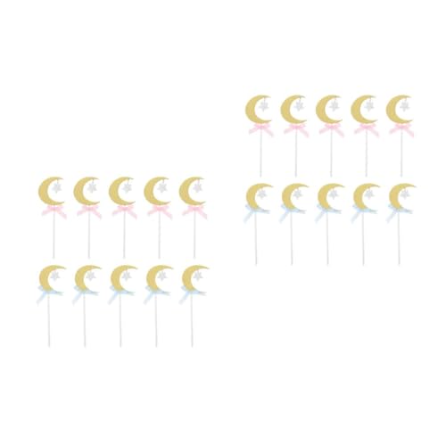 Supvox 2 Sätze Backen Dekoration Mond Und Stern Mond-cupcake-topper Mondkuchen Topper Kuchentopper Mondstern Cupcake Topper Sahnetortenaufsatz Einfügen Cupcake-einsatz Papier 20 Stück * 2 von Supvox