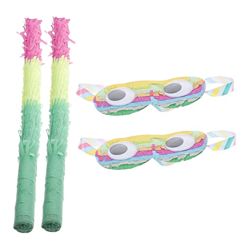 Supvox 2 Sätze Bunten Pinata Sticks und Augenmasken für Kindergeburtstagsfeiern Partyspielbedarf für Festivals und Feierlichkeiten Lustiges Cosplay von Supvox