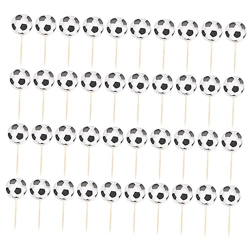 Supvox 2 Sätze Fußball-zahnstocher-flagge Kuchendeckel Party-kuchen-topper Desserteinsatz Topper Muffin-topper Kuchenverzierung Cupcake-topper Papier 24 Stück * 2 von Supvox