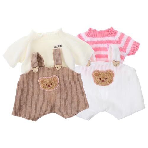Supvox 2 Sätze Plüschspielzeug Kleidung mit Pullover und Hosenträgerhose Niedliche Outfits für Stofftiere und Puppen zum Ankleiden von Supvox