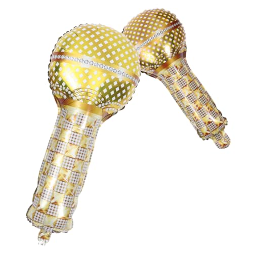 Supvox 2 Stück Aluminiumfolie Luftballons Goldene Mikrofonform Geburtstagsdeko für Ktv Party Innen Außen Robust Lichtbeständig Vielseitig Einsetzbar für Wand Fenster Decke von Supvox