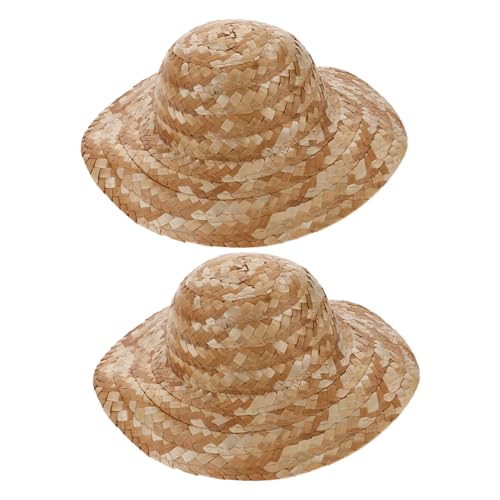 Supvox 2 Stück DIY Strohhut Blanko Hüte zum Bemalen Handgefertigt Leichte Strohmaterialien für Basteln Malen Tanzparty Dekoration Kreative Puppenaccessoires von Supvox
