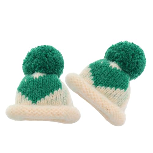 Supvox 2 Stück Mini-Strickmütze Puppenhutzubehör Puppenhüte kleine Strickmützen Weihnachtsbaum schmuck mini strickmützen Strickmütze Mini DIY Strickmützen Kunst Urlaub winzig Stricken von Supvox
