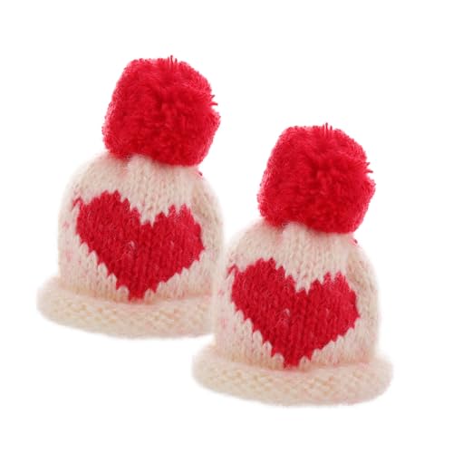 Supvox 2 Stück Mini-strickmütze Puppenhutzubehör Kleine Strickmützen Puppenhüte Kunst Urlaub Weinflaschenhüte Selber Machen Gestrickte Puppenmützen Miniatur Dekoration Baum Wolle Stricken von Supvox