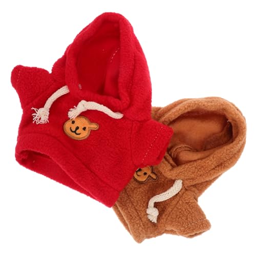 Supvox 2 Stück Puppen -Sweatshirt -Zubehör tragen Kleidung Blau Bärenmuster Puppe Plüsch Rosa dekorative Bären-Kapuzenpullover Stoffbären-Outfit Bärenpuppe verkleiden Sich von Supvox
