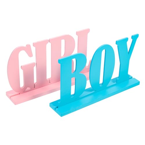 Supvox 2 Stück hölzerne Ornamente Rosa Dekorationen Gold Oh Junge Mädchen Dekoration süß Geschlecht offenbaren Partydekor kreative Buchstabendekoration Holzparty Schmuck Verbundplatte von Supvox