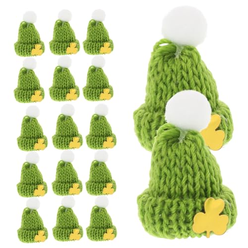 Supvox 20 Stück Mini-entenhut Weihnachtshüte Kleine Strickmützen Santa Hut Irischer Hut Für Herren Puppenhüte Mini-weihnachtsmützen Zum Basteln Winzige Wintermützen Mini Grün Garn von Supvox
