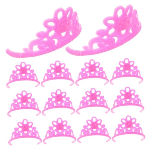 Supvox 20 Stück Minikronen zum Basteln Puppenaccessoire Puppenkrone Puppenmode-Accessoire Puppenjuwelen Puppenkopfschmuck Puppenhut Puppenverkleidung Mini-Krone winzige Krone Plastik Rosa von Supvox