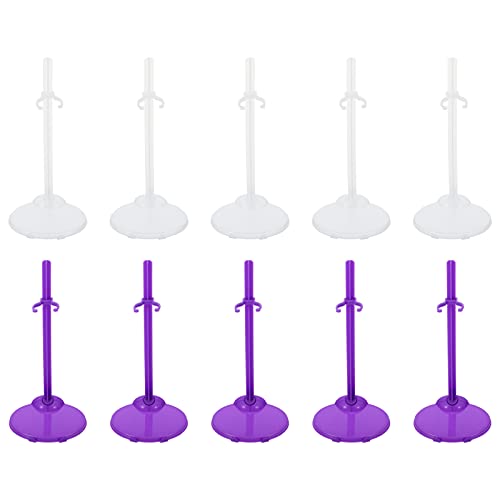 Supvox 20 Stück Teiliges Puppenständer aus Kunststoff Transparente und Lilafarbene Halterungen mit Clip zur Sicheren Unterstützung und Präsentation von Puppen und Figuren für Kinderzimmer von Supvox