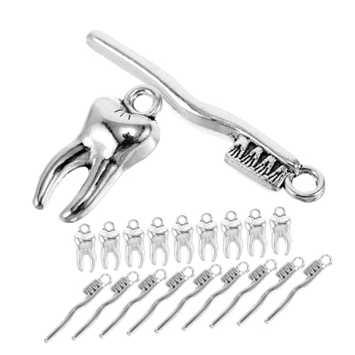 Supvox 20 Stück Zahn Anhänger Metall für Selbstgemacht Schmuckherstellung Realistische Zahn und Bürstendesigns Dekorative Hängedekoration für Halsketten und Accessoires von Supvox