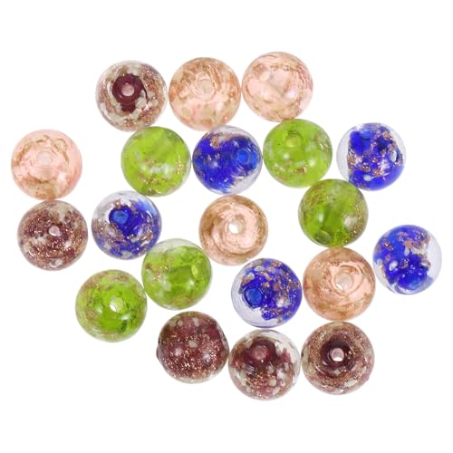 Supvox Glaskugel - 20 StüCk 10MM Fluoreszierende Glasperlen Mit GroßEm Loch – Runde Diy Glasperlen FüR Schmuckherstellung in Gemischten Farben von Supvox