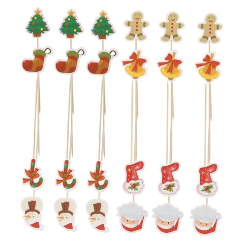 Supvox 24 Pcs Weihnachten Geschirr Kuchen Topper Kuchen Dekorationen Cupcake Topper Hochzeit Party Dekorationen Kuchen Topper Dekorationen Holz von Supvox