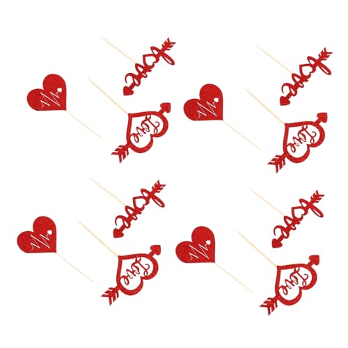 Supvox 24 Stück Liebeskuchen Kuchen Picks Cupcake-dekorationen Cupcake-topper Zum Valentinstag Torten-party-topper Buchstaben-cupcake-topper Valentinstag Kuchendekorationen Papier Rot von Supvox