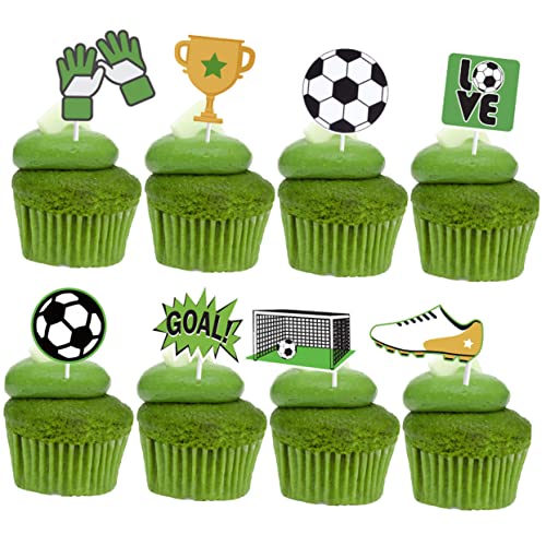 Supvox 24Stücke Fußball Party Cupcake Picks Kreative Kuchen Deko Für Fußballfeiern Tortenaufsätze Für Desserts Für Geburtstagsfeiern Und Events von Supvox