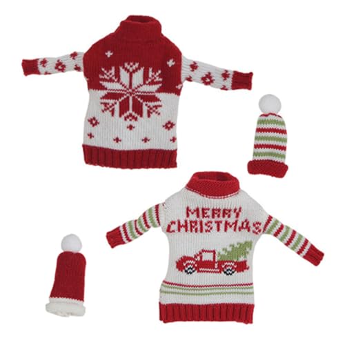 Supvox 2Sätze Weihnachtliche Weinflaschenhüllen Teiliges Mit Pullover Und Mütze Dekoration Für Weinflaschen Festliche Tischdekoration Für Weihnachten Einfach von Supvox