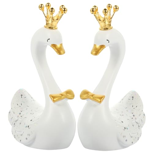 Supvox 2Stücke Schwanenstatuen Aus Harz Dekorative Figuren Für Hochzeitstorten Cupcake Topper Und Festliche Anlässe Weiße Ornamente von Supvox