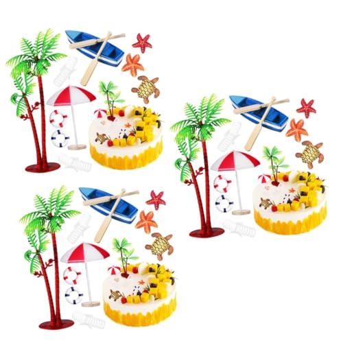 Supvox 3 Sätze Kuchendekorationsverzierungen Party Baum Strand Kuchen -topper Kuchendekorationen Hochzeitstortendekorationen Tropische Dekorationen Plastik 10 Stück * 3 von Supvox