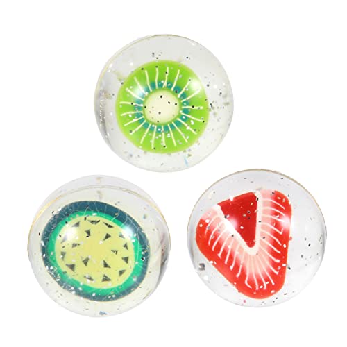 Supvox 3 Stück Frucht Bouncy Ball Lustiges Lernspielzeug für Partytüten und Aktivitäten Drinnen Draußen Fördert Farben Früchteverständnis von Supvox