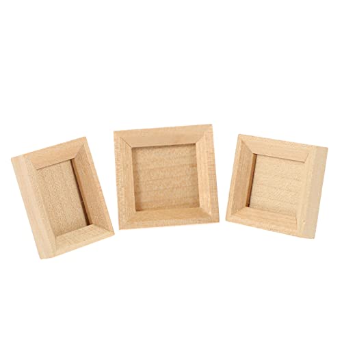 Supvox 3 Stück Miniatur Holz Bilderrahmen Leichte DIY Mini Fotorahmen für Puppenhaus Dekoration Stabile Handgefertigte Miniaturrahmen Geeignet für Bastelarbeiten und von Supvox