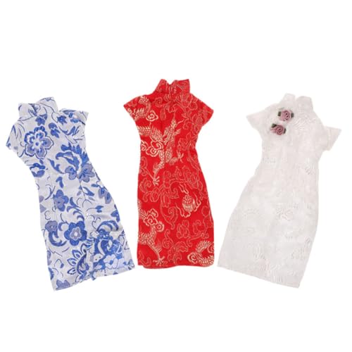 Supvox 3 Stück Puppe Cheongsam Kleidung Styling Bob Unser Groß Kleidung Im Chinesischen Stil Chinesische Kleidung Stoff von Supvox