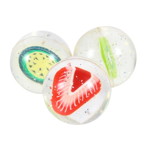 Supvox 3 Stück Teiliges Bouncy Ball mit Fruchtmotiven Ungiftig Elastisch und Springfreudig Fördert Farb und Früherkennung für Kinderparty Spielspaß Drinnen und Draußen Verbessert von Supvox
