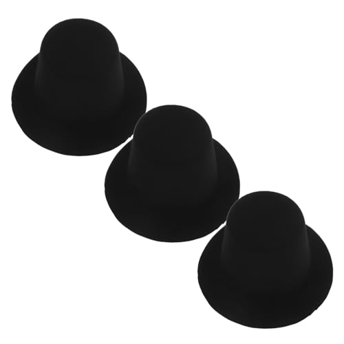 Supvox 3 Stück Teiliges Mini Hut Kleine DIY Puppenhüte Leichtes Puppenzubehör für Bastelprojekte und Weihnachtsdekoration Schwarze Miniatur Hüte für Puppen und Stofftiere von Supvox